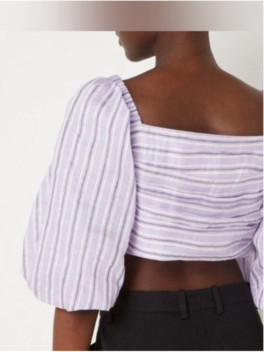 Sandro Blonvilla Puff Sleeve Linen Blend Crop Top size 8(3) BNWT